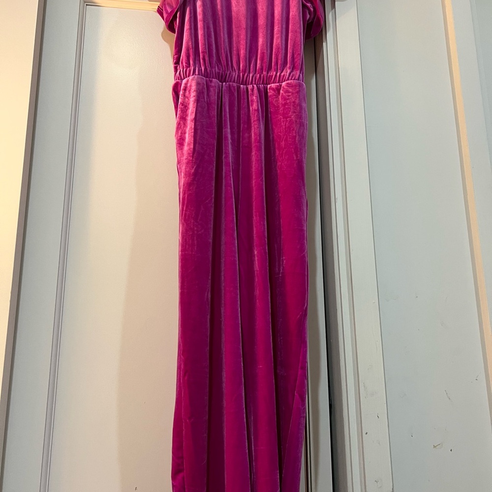 J. Crew Factory Kids' Fuschia Velvet Romper - Picture 3 of 3